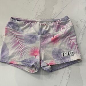 Fleo Women's Tropical Print Shorts - Lavender and Pink